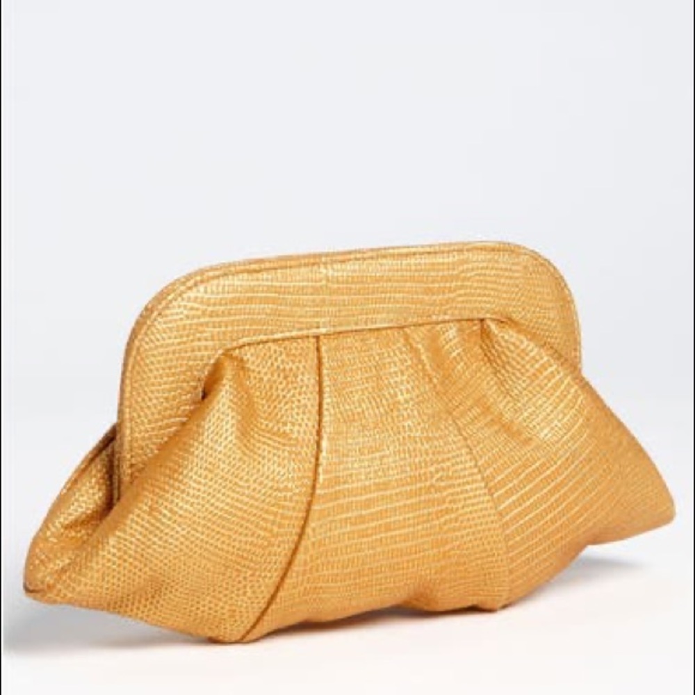 LAUREN MERKIN Lucy Metallic Lizard Clutch Purse